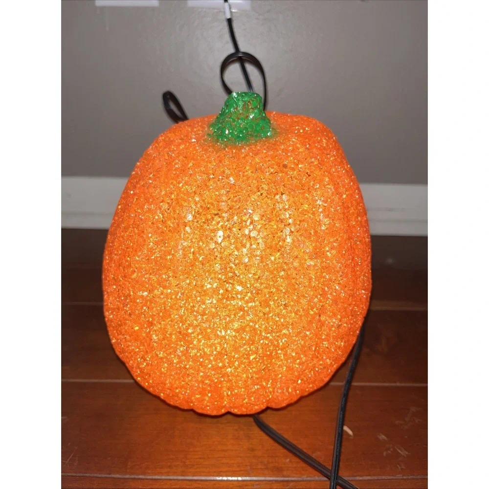 Vintage Melted Plastic Popcorn Pumpkin Light Up With Cord Working In EUC!